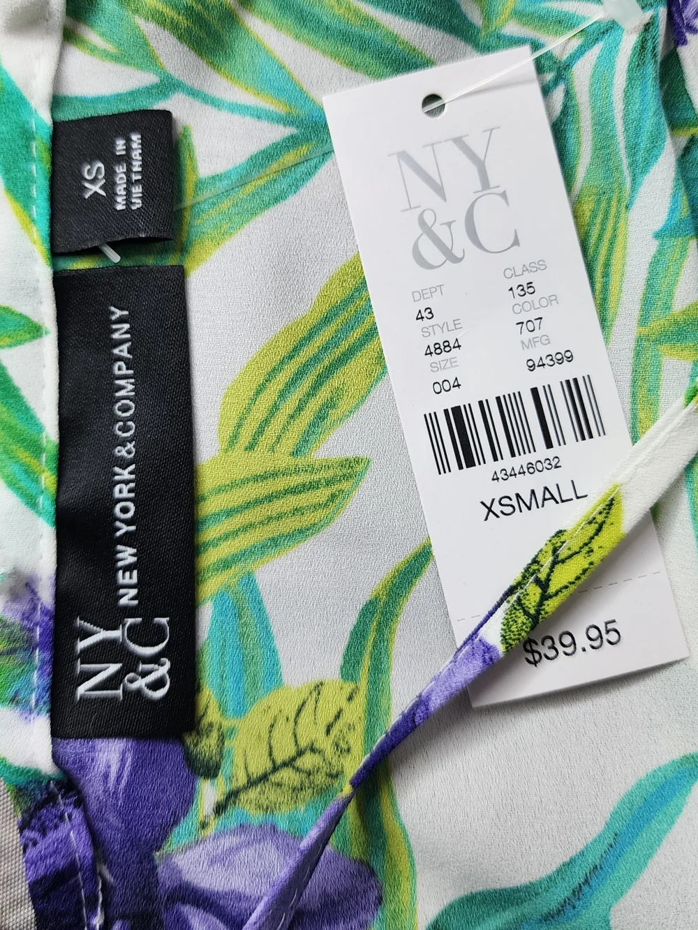 New York & Company White Halter Camisole with Purple Floral Print - Picture 2 of 7